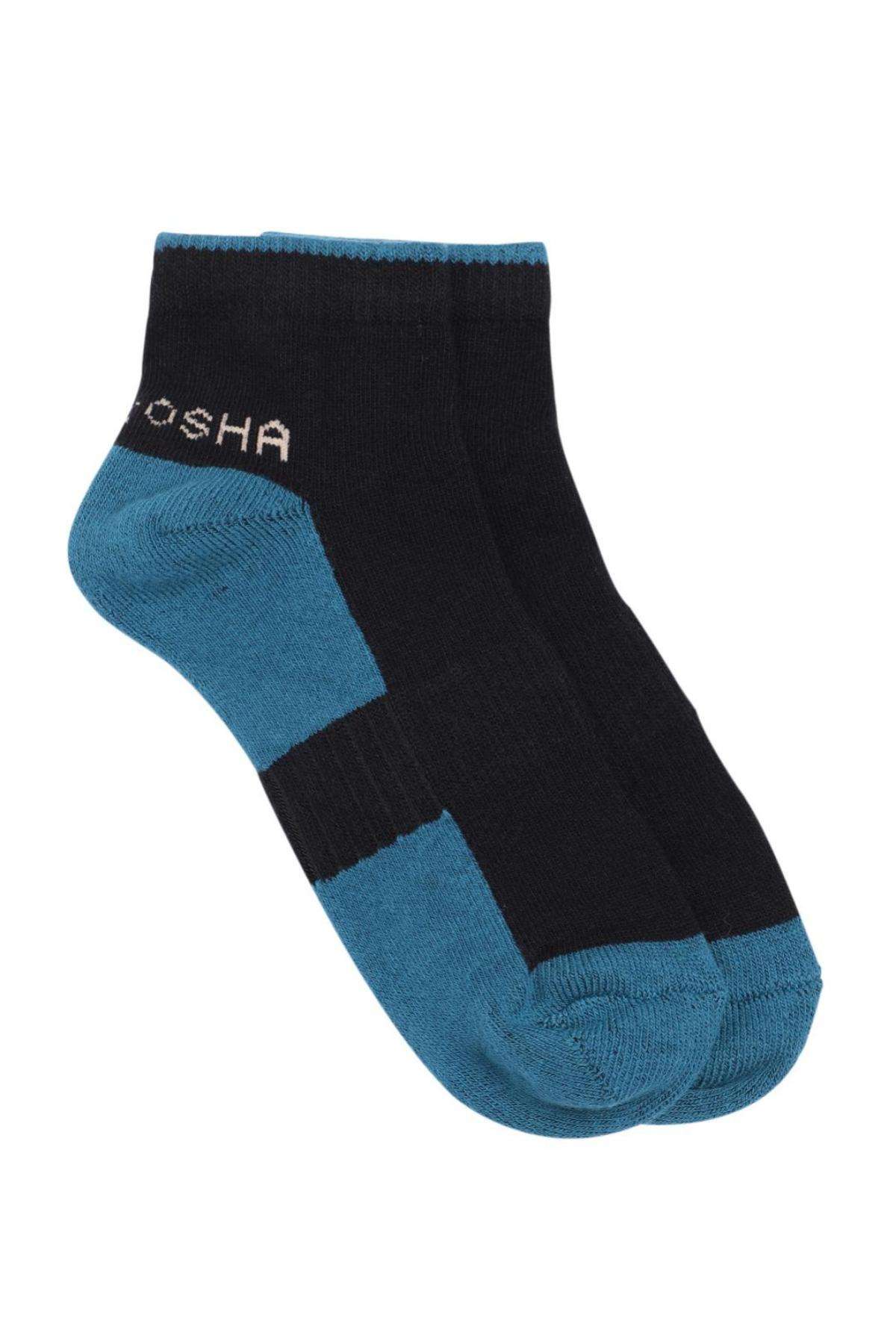 Black & Teal Ankle Length Cotton Sports Socks | Men